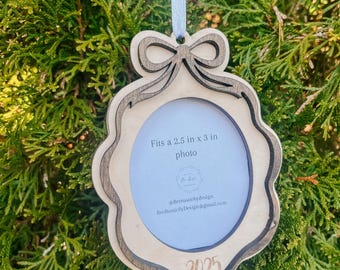 Handmade Wooden Bow Photo Frame Ornament