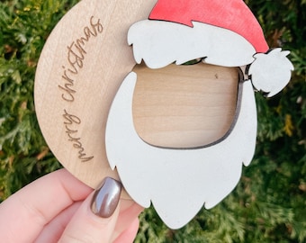 Handmade Wooden Santa Hat Photo Frame Ornament