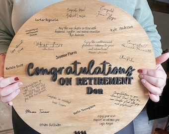 Personalized Wooden Retirement Guestbook | 3D Laser Cut Sign