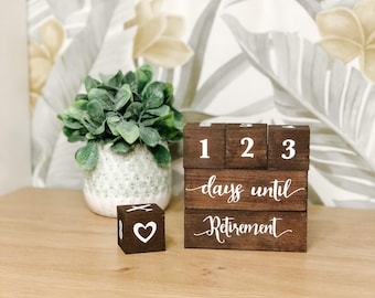 Wooden Retirement Countdown Blocks | Coworker Gift for Him or Her