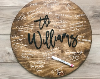 3D Wooden Wedding Guestbook: Personalized Round Wood Sign
