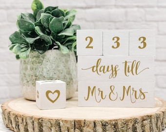 Personalized Wooden Engagement Countdown Blocks | Wedding | Engaged Gift | Couple | Mr Mrs