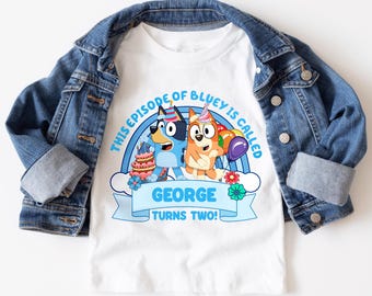 Personalized Blue Dog Birthday Boy Shirt: Custom Cartoon Tee