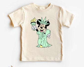 Statue of Liberty Minnie Tee – Patriotic Disney Style Shirt for Kids USA Trip
