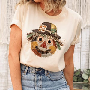 Patchwork Scarecrow Toddler T-Shirt, Cottagecore Autumn Kids Tee