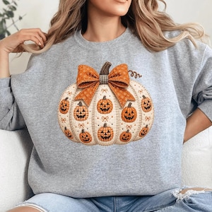 Toddler Pumpkin Shirt, Faux Embroidery Halloween Tee, Patchwork Spooky Kids T-Shirt
