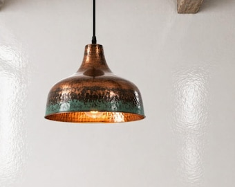 Green Patina Moroccan Ceiling Lamp - Handmade Copper Pendant Light