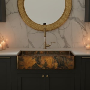 Hammered Copper Sink, Rustic Green Patina Bathroom , Oxidized Vessel Sink , Moroccan Style Wash Basin