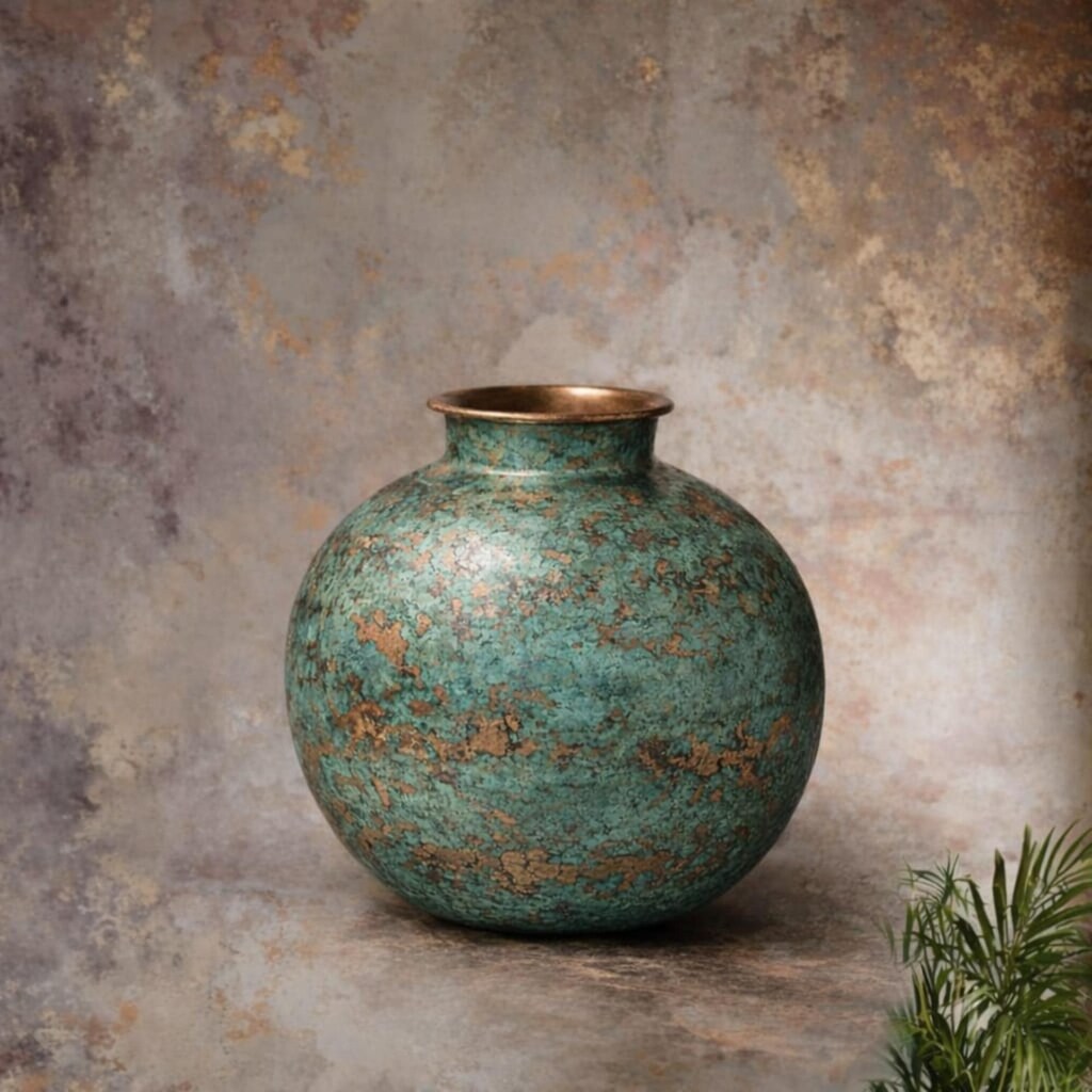 Vaso Decorativo A Forma Di Mela Rame Ceramica 24 Cm Design Moderno