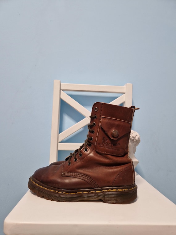 Dr Martens 1490 Zippo Pocket US 6.5 EU 37 UK 4 Made in England Vintage Dr Martens Cargo Boots Brown Leather Pocket Boots 90s Rare