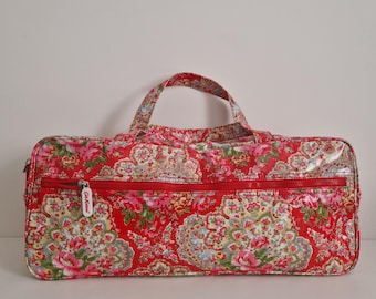 Vintage Cath Kidston Floral Oilcloth Toiletry Bag 2002, Red Floral Travel Cosmetic Bag, Large Wash Bag, Cottagecore Floral Organizer