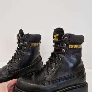 Botas de trabajo aislantes vintage CAT Caterpillar, de cuero negro, resistentes al aceite, para caminar, talla EU 36 UK 3 imagen 8