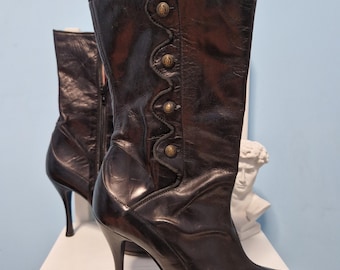 Vintage La Perla italienska läderstövlar storlek 41 bruna högklackade stövlar Vero Cuoio tillverkade i Italien eleganta damstövlar innersula 26 cm