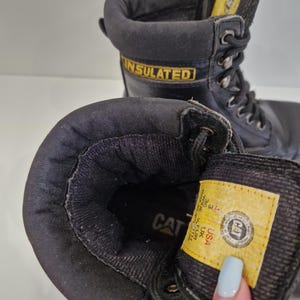 Botas de trabajo aislantes vintage CAT Caterpillar, de cuero negro, resistentes al aceite, para caminar, talla EU 36 UK 3 imagen 9