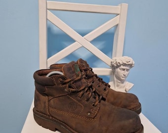 Vintage Clarks leren werklaarzen heren 40 gemaakt in Portugal bruine geoliede leren wandelschoenen jaren 90 Clarks Trail Rugged Boots