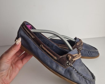 Roberto Santi Lederslipper für Damen, EU 38 / US 7,5, Blau, Mokassins, Echtleder