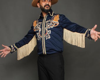 Custom Black Wool Charro Suit, Gold Embroidery, Wedding Groom Attire, Performance Outfit