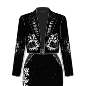 Embroidered Rhinestone Skirt Suit: Black Country Western Cocktail Outfit
