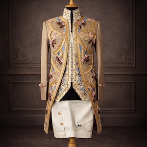 Custom 18th Century Rococo Costume: Embroidered Venice Carnival Suit