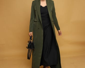レディース レッドウール ロングブレザーコート - エレガントな冬用 
