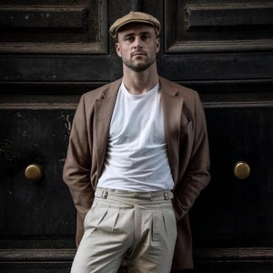 Beige Cotton Gurkha Trousers: Custom Made Double Buckle Pants