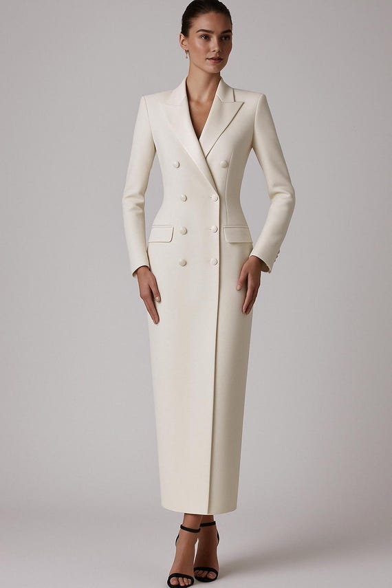 Elegant Knee Length Blazer Dress Donna Karan Crepe Coat Dress Pristine