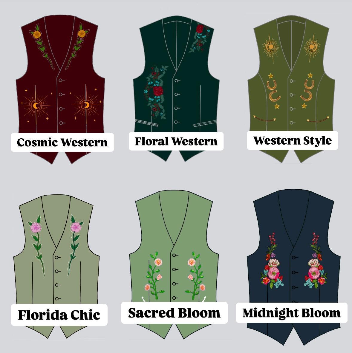 Custom Embroidered Western Vest: Cosmic Cowboy Wedding