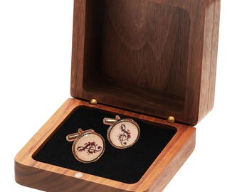 Music Notes Cufflinks, Personalized Initial Cufflinks, Musician Gift