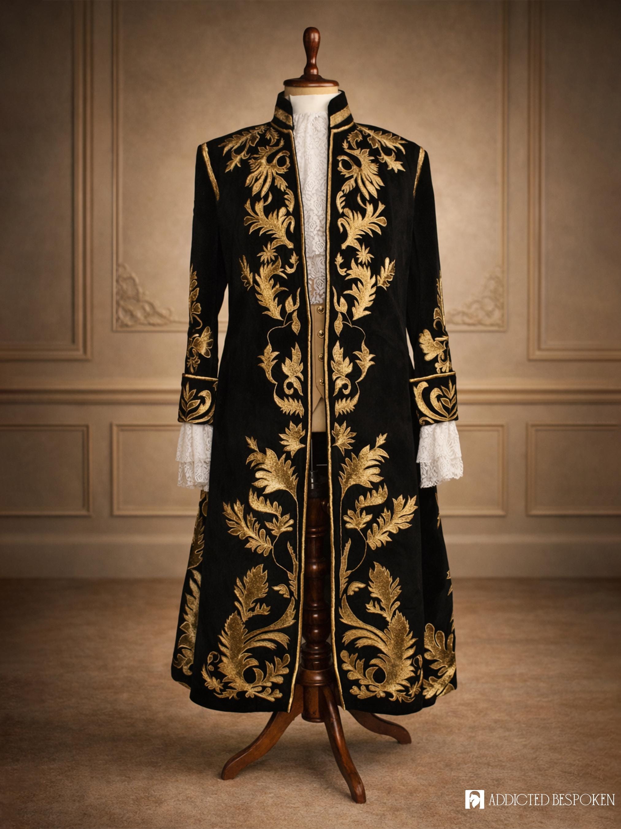 て*や様 GR8 king custom mods coat Black Velvet Rococo 3 Piece Costumes: 18th Century Georgian Style