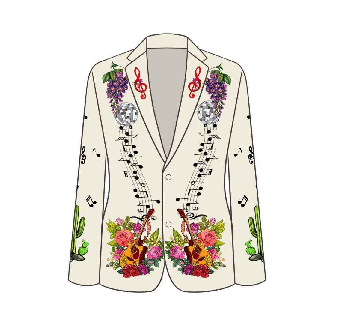 Men’s Ivory Embroidered 2 Piece Suit – Sun & Eagle Western Art Design Wedding Party Outfit