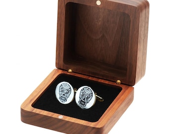 Sugar Skull Silver Cufflinks, Personalized Wedding Gift