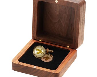 Hand-Painted Floral Cufflinks: Personalized Initials, Cactus Skull Design