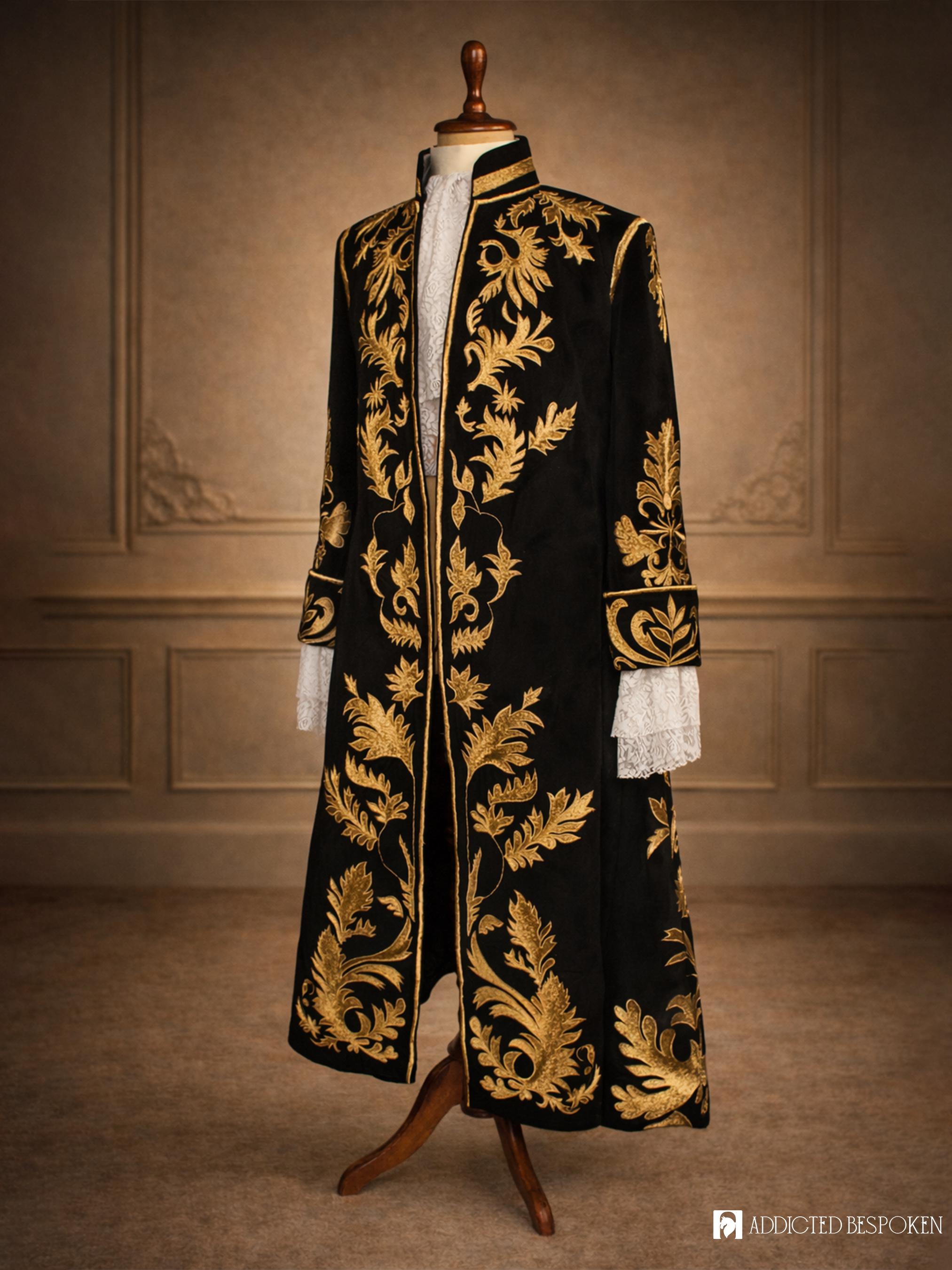 Black Velvet Rococo 3 Piece Costumes: 18th Century Georgian Style
