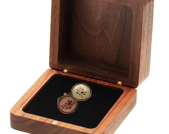 Hand-Painted Floral Cufflinks, Personalized Groom Wedding Gift
