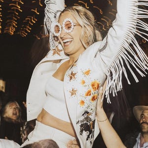 Embroidered Western Cowgirl Pantsuit: Rhinestone Wedding Outfit