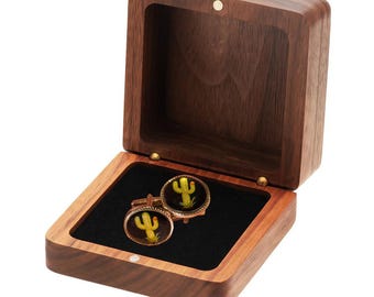 Desert Cactus Cufflinks: Personalized Silver Wedding Cufflinks & Shirt Studs