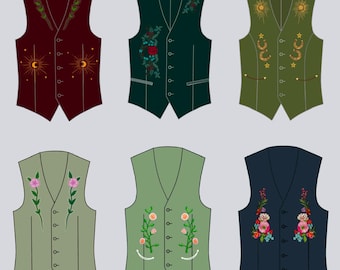 Custom Embroidered Western Vest: Cosmic Cowboy Wedding Attire