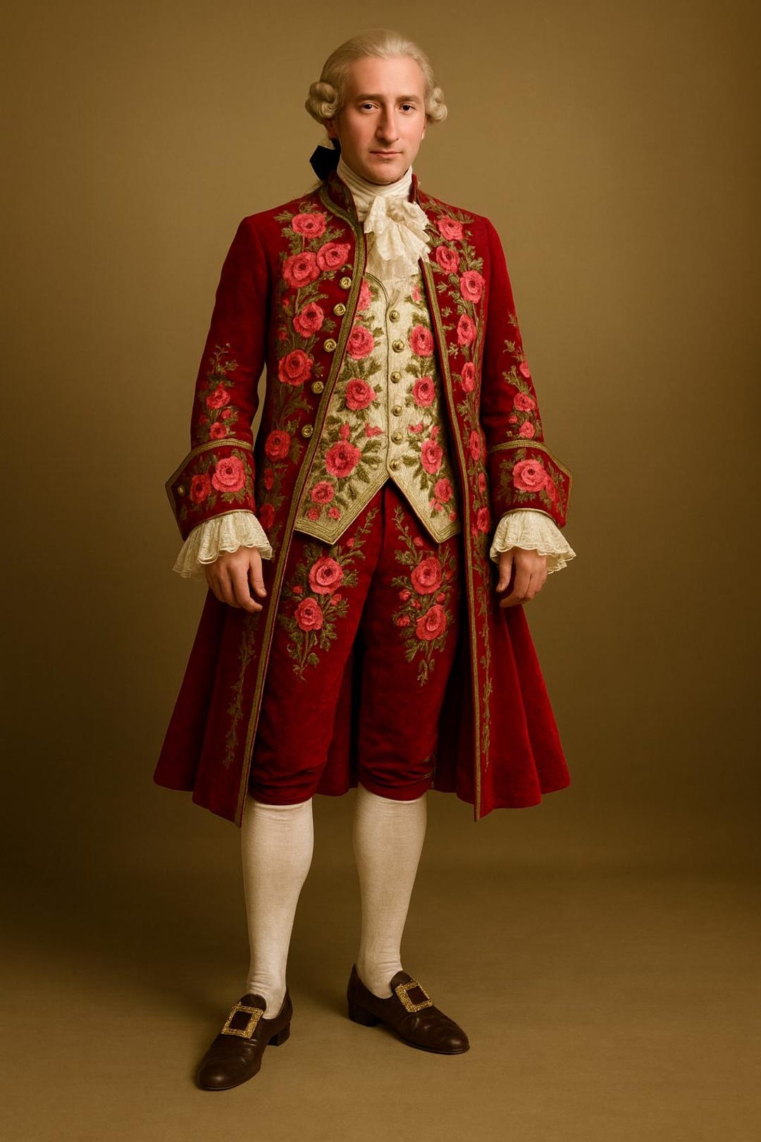 Modern Rococo Men Red Rococo Costume Mens 18th Century 3 Piece Men's Rococo Long Coat ...