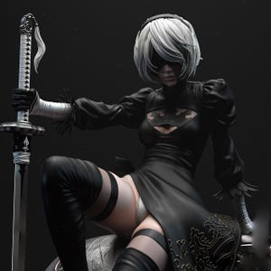 Android Mädchen sitzend 3D STL-Datei, 3D-Digitaldruck