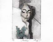 Original Handmade Print - Thinking 6/8
