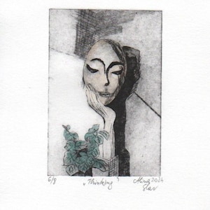 Original Handmade Print - Thinking 6/8