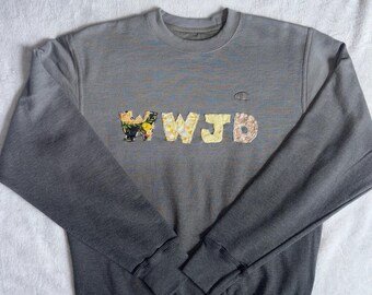 What Would Jesus Do Champion Patchwork Crewneck Sweatshirt