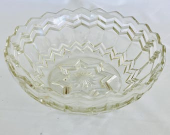 Vintage Lorup Glass Fruit Bowl 1930s Estonia Art Deco Pressed Glass Centerpiece