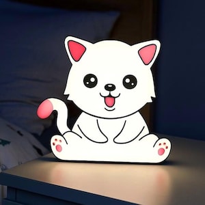 Kat led-nachtlampje USB – schattige dierenlamp, schattig kattennachtlampje, kinderkamerlamp, decoratie babykamer, oplichtend bord kat.