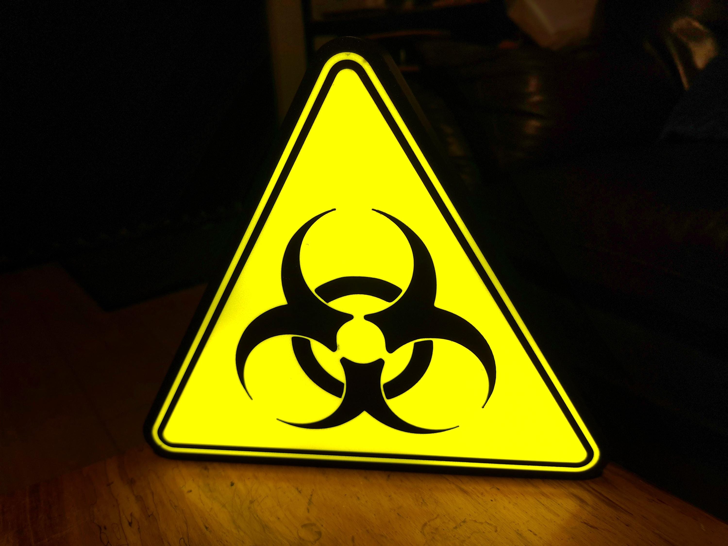Led Toxic Sign Biohazard LED Sign – Toxic Hazard Warning Light – Man Cave Decor ...