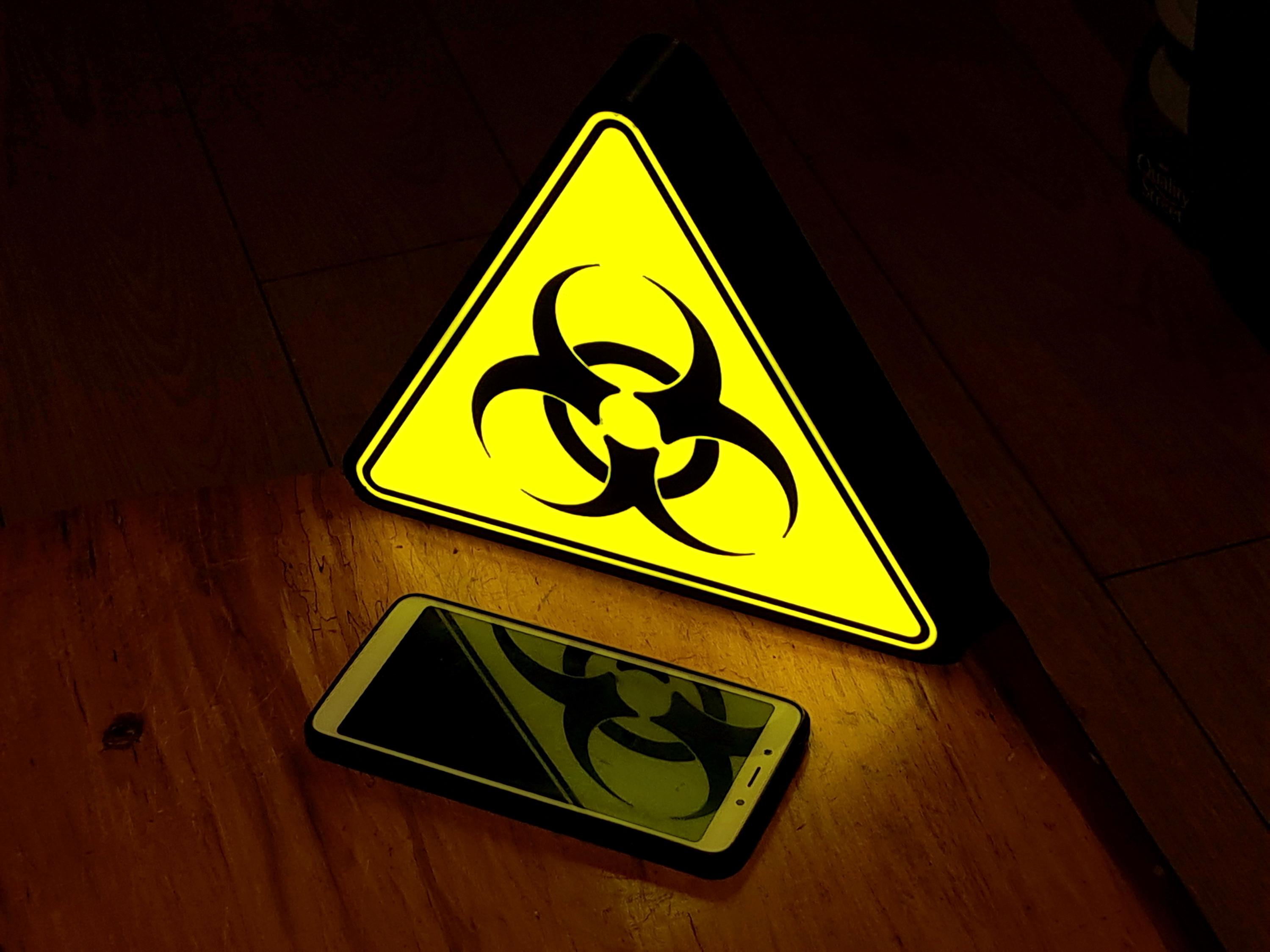 Led Toxic Sign Biohazard LED Sign – Toxic Hazard Warning Light – Man Cave Decor ...