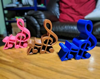 Treble Clef Music Notes Phone Stand – Fun Tablet Holder for Musicians, iPhone Android Dock, Cute Nightstand Smartphone Gift Idea
