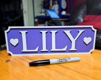 Gepersonaliseerde elegant schriftlettertypenaambord, aangepaste deurplaat meisjes voor kinderkamer of slaapkamer, muurdecoratie babymeisje, naambordje kamer