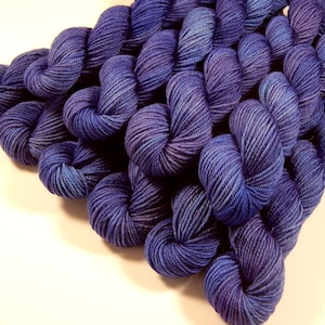 Mini Skein Hand Dyed Yarn, Sock Weight 4 Ply Superwash Merino Wool - Cobalt - Semi Solid Blue Knitting Sock Yarn, Indie Dyer Fingering Yarn