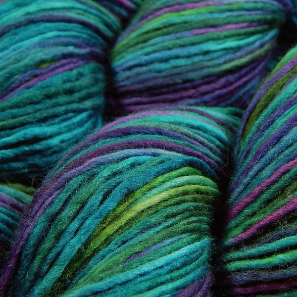 Hand Dyed Yarn, DK Weight Superwash Merino Wool - AEGEAN MULTI - Indie Dyer Soft Single Ply Knitting Yarn, Vibrant Turquoise Blue Green